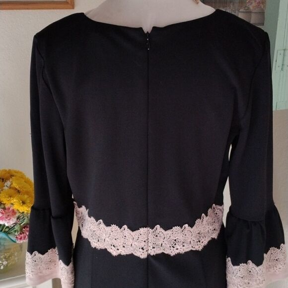 Sangria Little Black Dress With Lace Trim - Picture 8 of 13